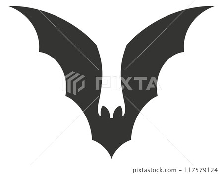 Winged bat black silhouette. Haloween gothic decoration 117579124