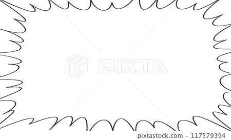 Jagged horizontal black line speech bubble - Simple comic style banner or frame material - 16:9 117579394