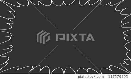 黑色背景上的鋸齒狀水平白線語音氣泡 — 簡單的漫畫風格橫幅或框架材料 — 16 117579395