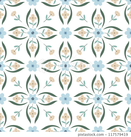 Vector seamless damask floral pattern for fabric or wallpaper. 117579419