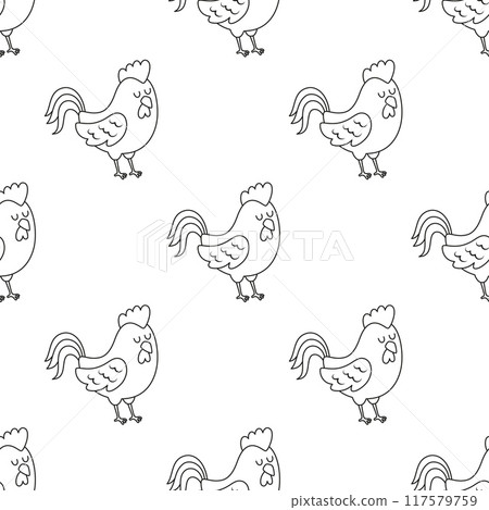 outline rooster seamless pattern outline rooster seamless pattern 117579759