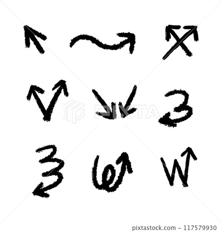Set of different hand drawn vector arrows. Set of different hand drawn vector arrows. 117579930
