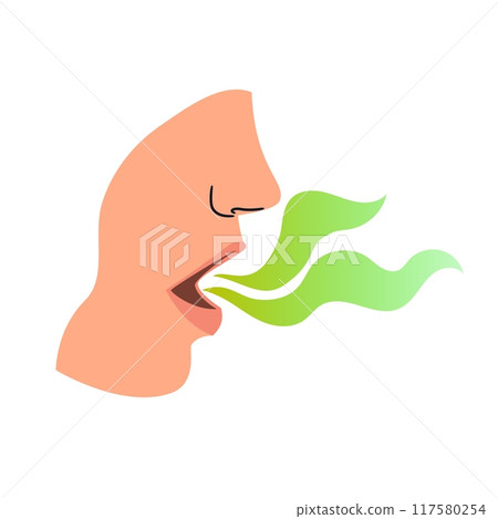 Stink from unbrushed teeth, bad smelly breath. Green smoke for unpleasant aromas Stink from unbrushed teeth, bad smelly breath. Green smoke for unpleasant aromas 117580254