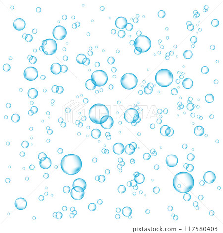 Oxygen air bubbles  flow  in water on white  background. 117580403
