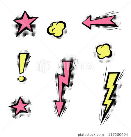 Speech bubbles with halftone shadows in cartoon, comic style. Speech bubbles with halftone shadows in cartoon, comic style. 117580404