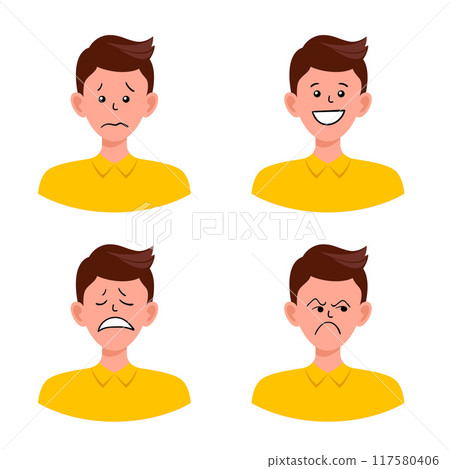 Portraits of man. Boy Avatar.  Male emotions. 117580406