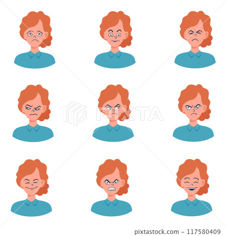 Portraits of woman. Girl Avatar. Female emotions. Portraits of woman. Girl Avatar. Female emotions. 117580409