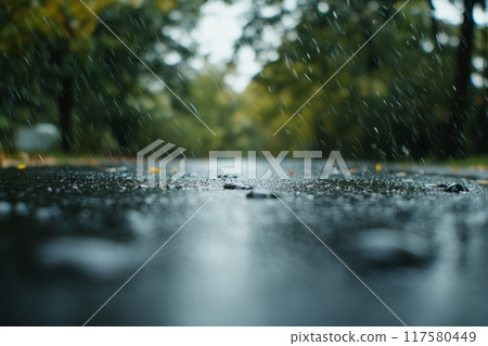 Raindrops splashing on the ground, Raindrops splashing on the ground, 117580449