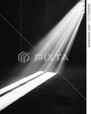Beams of light and casting shadows on a black background Beams of light and casting shadows on a black background 117580666