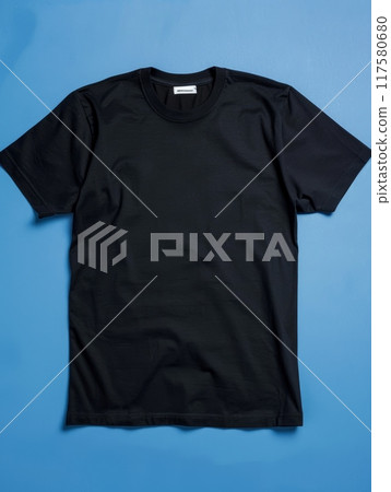 mocap of an oversized black t-shirt on a hanger 117580680