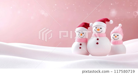 abstract background with children's Christmas snowmen, gentle pastel and pink shades abstract background with children's Christmas snowmen, gentle pastel and pink shades 117580719