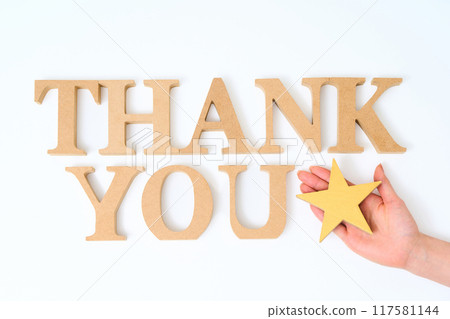 Wooden alphabet blocks arranged with the word "THANK YOU" Wooden alphabet blocks arranged with the word "THANK YOU" 117581144
