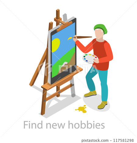 3D Isometric Flat Vector Illustration of Healthy Aging, Physical Activity and Health Care for Elderly Senior People. Item 7 117581298