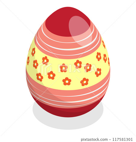 3D Isometric Flat Vector Illustration of Easter Eggs, Spring Holiday. Item 8 117581301