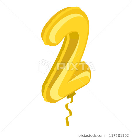 3D Isometric Flat Vector Illustration of Birthday Ballon, Golden Numbers. Item 10 117581302