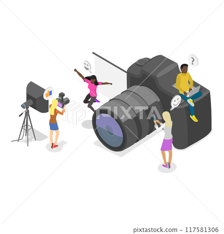 3D Isometric Flat Vector Illustration of Photography Workshop, Arts and Crafts Class. Item 3 117581306