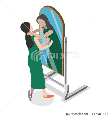 3D Isometric Flat Vector Illustration of Inner Conflict, Self-harm and Self-punishment. Item 1 3D Isometric Flat Vector Illustration of Inner Conflict, Self-harm and Self-punishment. Item 1 117581314