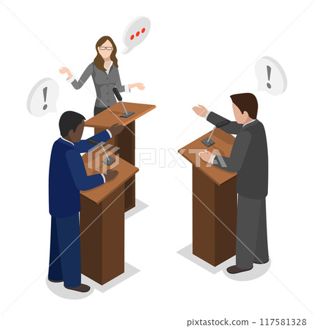 3D Isometric Flat Vector Illustration of Political Election Process , Debates and Democratic Voting. Item 6 117581328