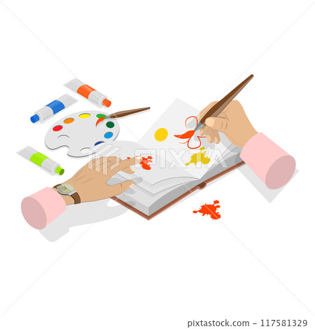 3D Isometric Flat Vector Illustration of Creative Workshop, Art Crafts Class. Item 2 117581329