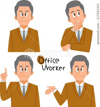 中年男子西裝造型(上半身) 中年男子西裝造型(上半身) 117581351