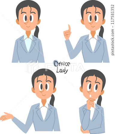 Pose set of a woman in a suit (upper body) 117581352
