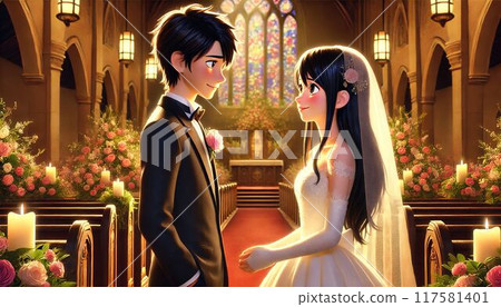走在一條處女路的新娘和新郎 走在一條處女路的新娘和新郎 117581401