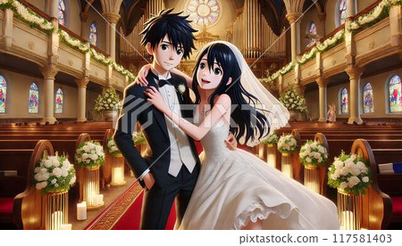 走在一條處女路的新娘和新郎 走在一條處女路的新娘和新郎 117581403