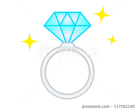 Illustration material of wedding rings with sparkling diamonds 117582280
