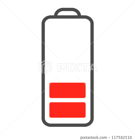 Low battery level icon isolated. Editable stroke, pixel perfect 117582510