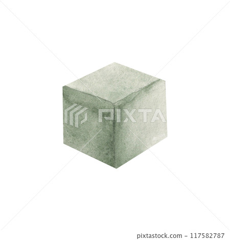 Wooden green Cube. Watercolor hand drawn illustration of Eco Baby Toy isolated on white background. Design Element for kid cards and goods, baby shower invitations. Wooden green Cube. Watercolor hand drawn illustration of Eco Baby Toy isolated on white background. Design Element for kid cards and goods, baby shower invitations. 117582787