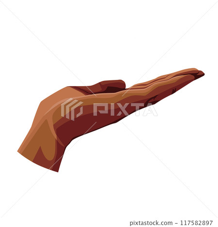 Human hand showing open palm. Vector clipart pointing good gesture. Design for friends day 117582897