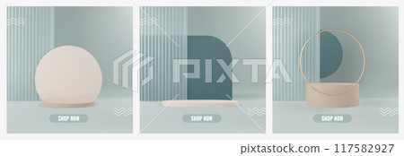 Abstract 3D podium background set Abstract 3D podium background set 117582927