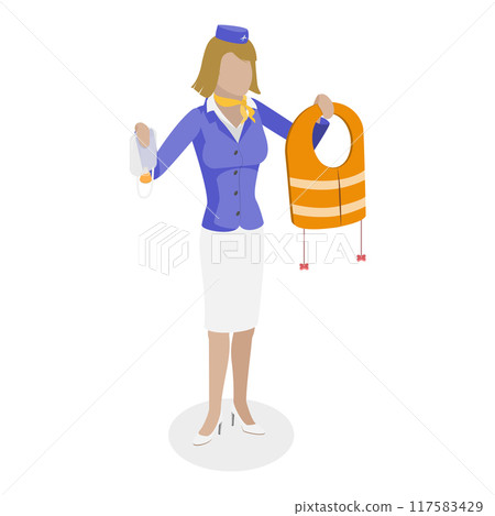 3D Isometric Flat Vector Set of Airport Staff, Group of Airline Employees. Item 1 117583429