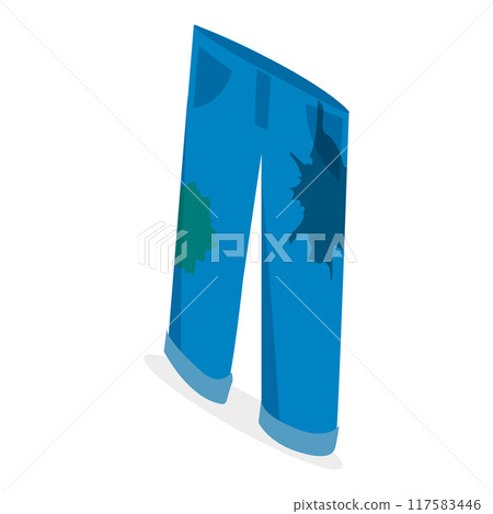 3D Isometric Flat Vector Set of Dirty Clothes, Apparel with Stains. Item 5 3D Isometric Flat Vector Set of Dirty Clothes, Apparel with Stains. Item 5 117583446