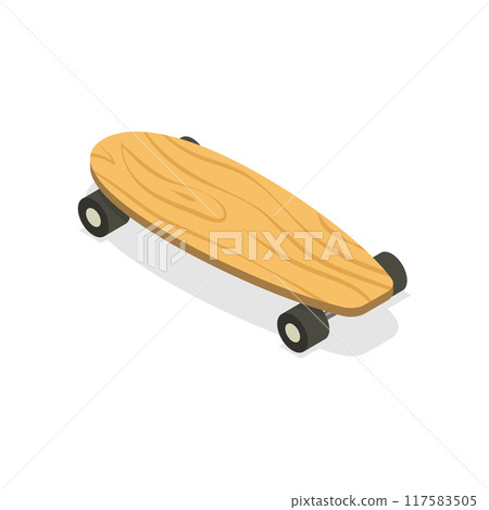 3D Isometric Flat Vector Set of Skateboards, Riding on Board. Item 2 117583505