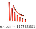 Red Falling Decline Bar Graph with Arrow over Transparent Background 117583681