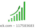 Green Growing Bar Graph with Arrow over White Background 117583683