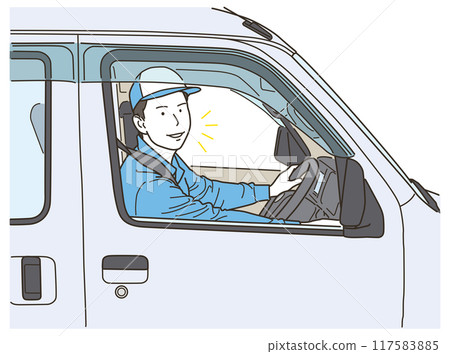 Male worker driving 117583885