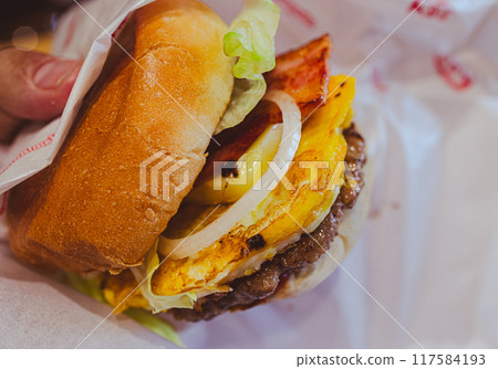 Close-up of a Sasebo burger Close-up of a Sasebo burger 117584193