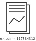 Report text file icon. Document with chart symbol. Editable stroke, pixel perfect 117584312