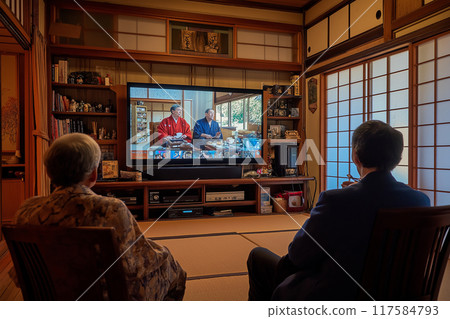 Image of a nostalgic living room for elderly people 117584793