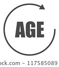 Age icon design. vector illustration. arrow symbol. Age limit concept, pixel perfect 117585089
