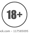 Plus 18 Movie Symbol Icon Vector Illustration, pixel perfect, editable stroke 117585095