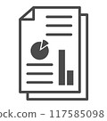File document icons. Document with chart or graph symbol. Editable stroke, pixel perfect 117585098