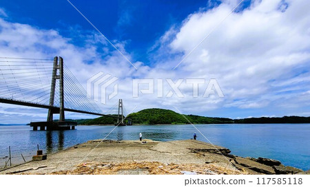 鹿兒島縣及泉郡長島町伊塔拉島伊塔拉大橋及週邊風景 117585118