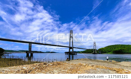 Ikarashi Bridge and surrounding scenery, Ikarashi Island, Nagashima Town, Izumi District, Kagoshima Prefecture Ikarashi Bridge and surrounding scenery, Ikarashi Island, Nagashima Town, Izumi District, Kagoshima Prefecture 117585121
