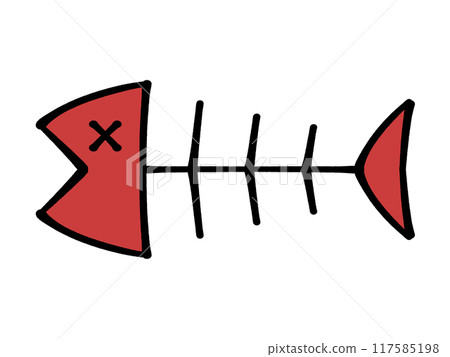 Cute fish bone illustration material 117585198
