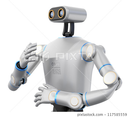 Image of a humanoid AI robot on a white background. The concept of resolving labor shortages 117585559