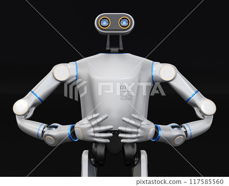Image of a humanoid AI robot on a black background. The concept of resolving labor shortages 117585560