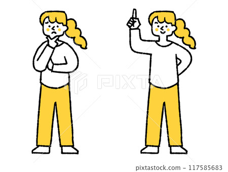 A set of a worried person and a person who has had an idea 117585683